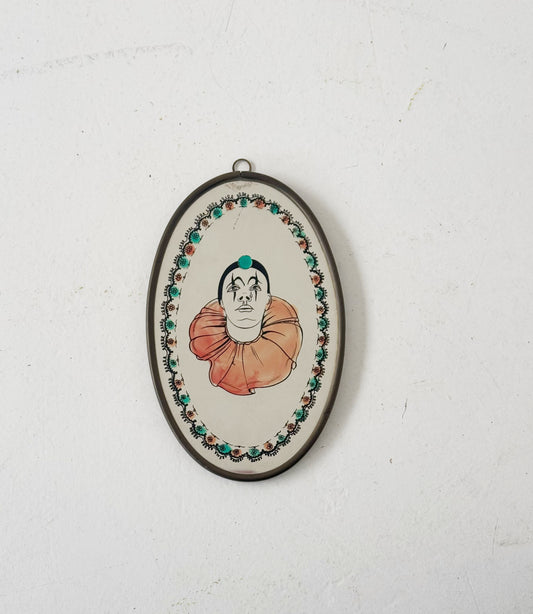 Specchio da parete ovale decorato anni '60