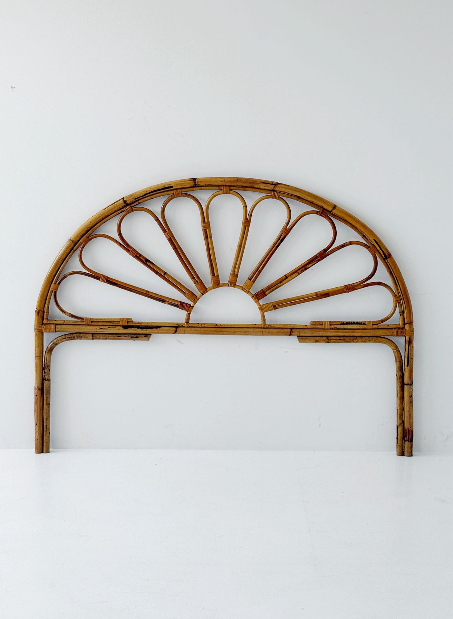 Bent bamboo and rattan headboard, 1970s
