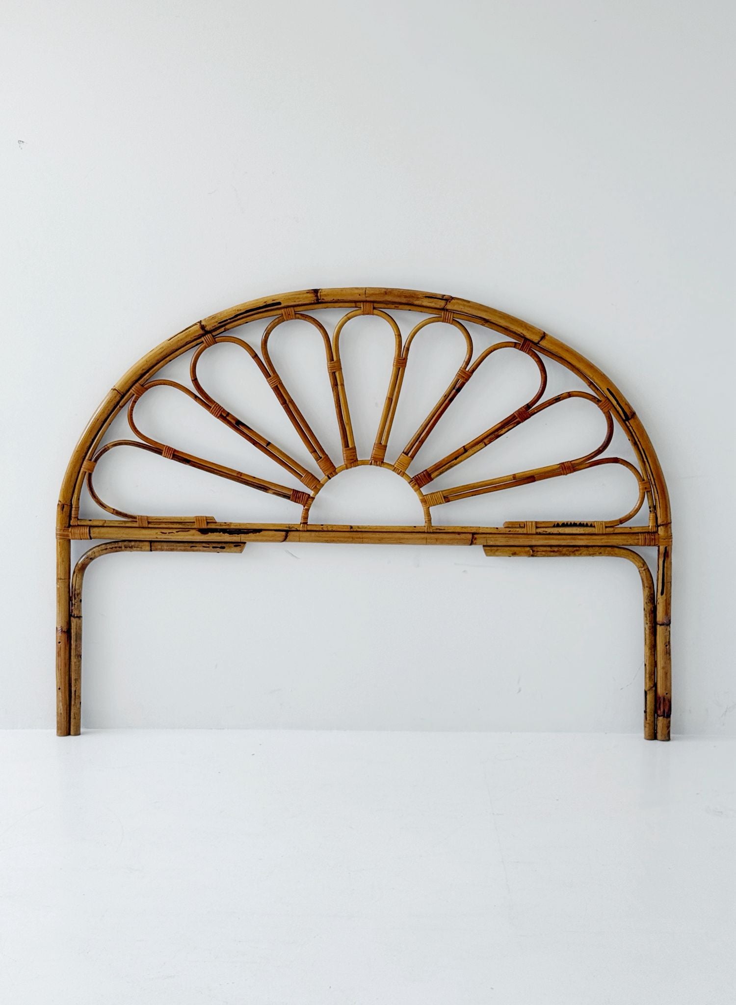 Bent bamboo and rattan headboard, 1970s