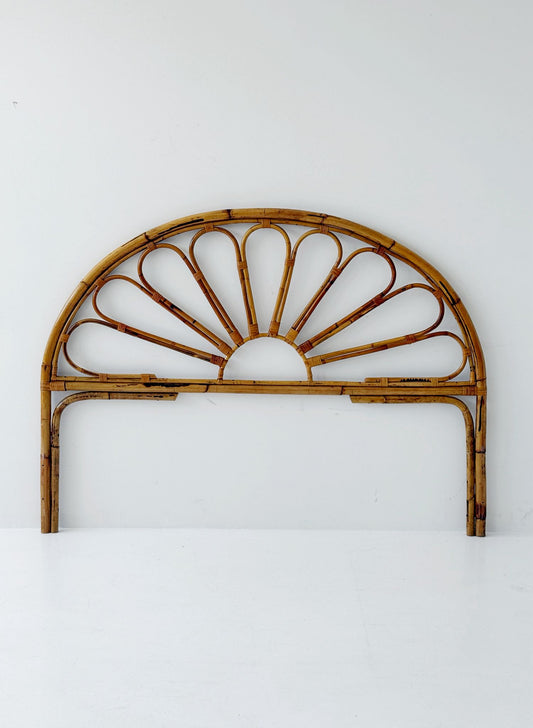 Testiera in bambù curvato e rattan, anni '70