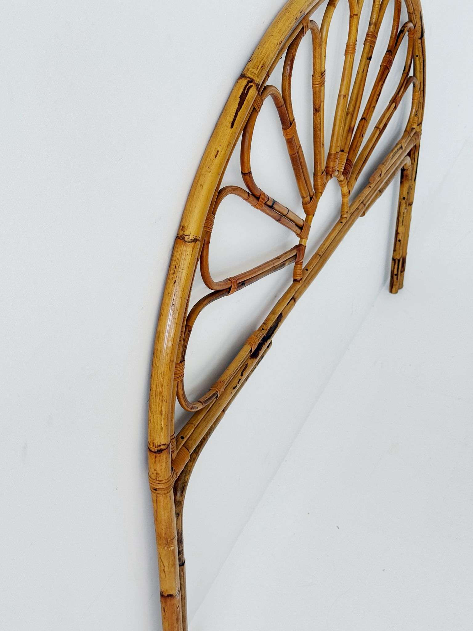 Bent bamboo and rattan headboard, 1970s
