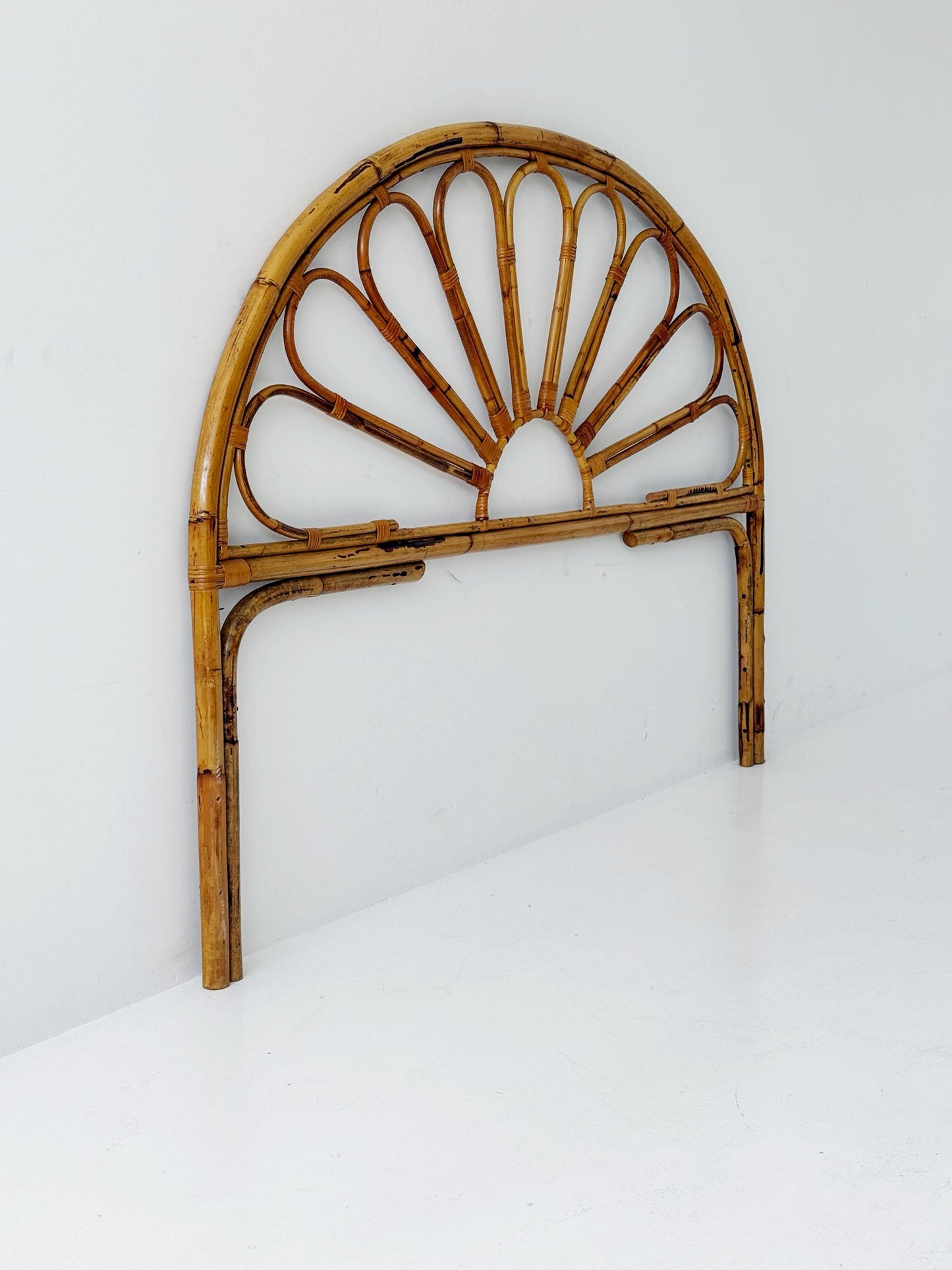 Bent bamboo and rattan headboard, 1970s
