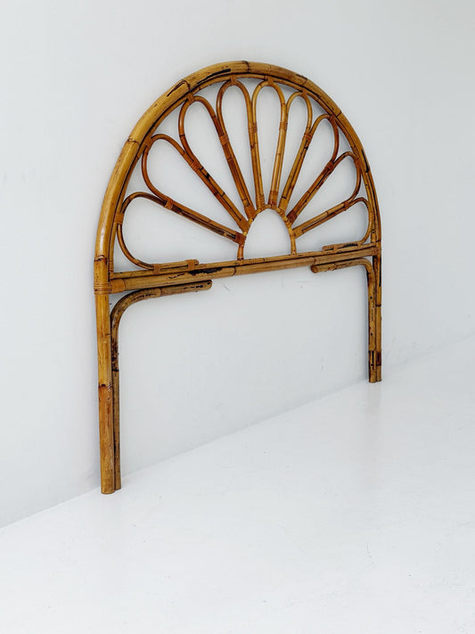 Testiera in bambù curvato e rattan, anni '70