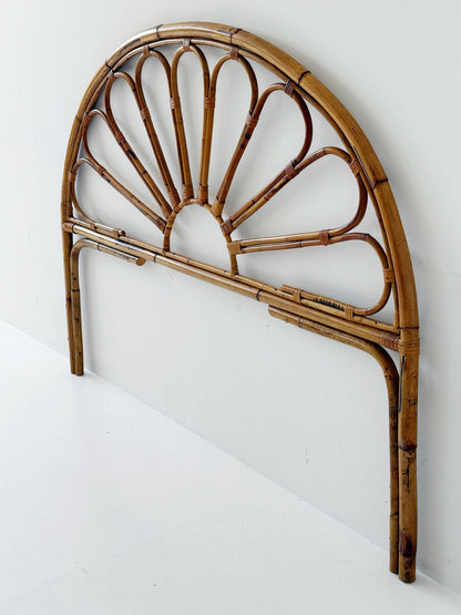 Bent bamboo and rattan headboard, 1970s