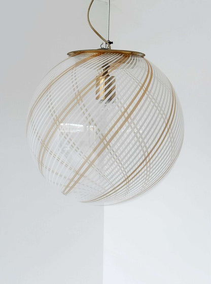 Spiral Blown Glass Pendant Lamp – 1970s