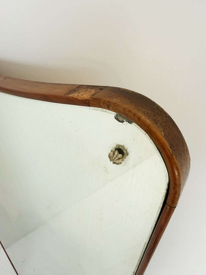 Wooden wall mirror, Italy, 1950s-1970s