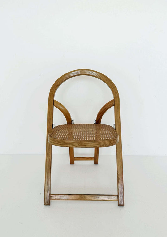1960s folding wooden chair with Vienna straw seat – Made in Italy