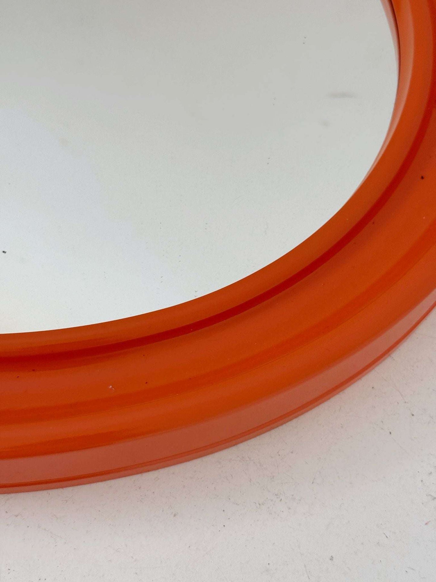 Space Age Oval Mirror in Orange Plastic, 1970s
