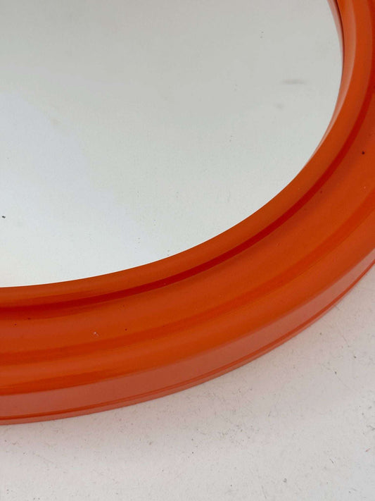Space Age Oval Mirror in Orange Plastic, 1970s