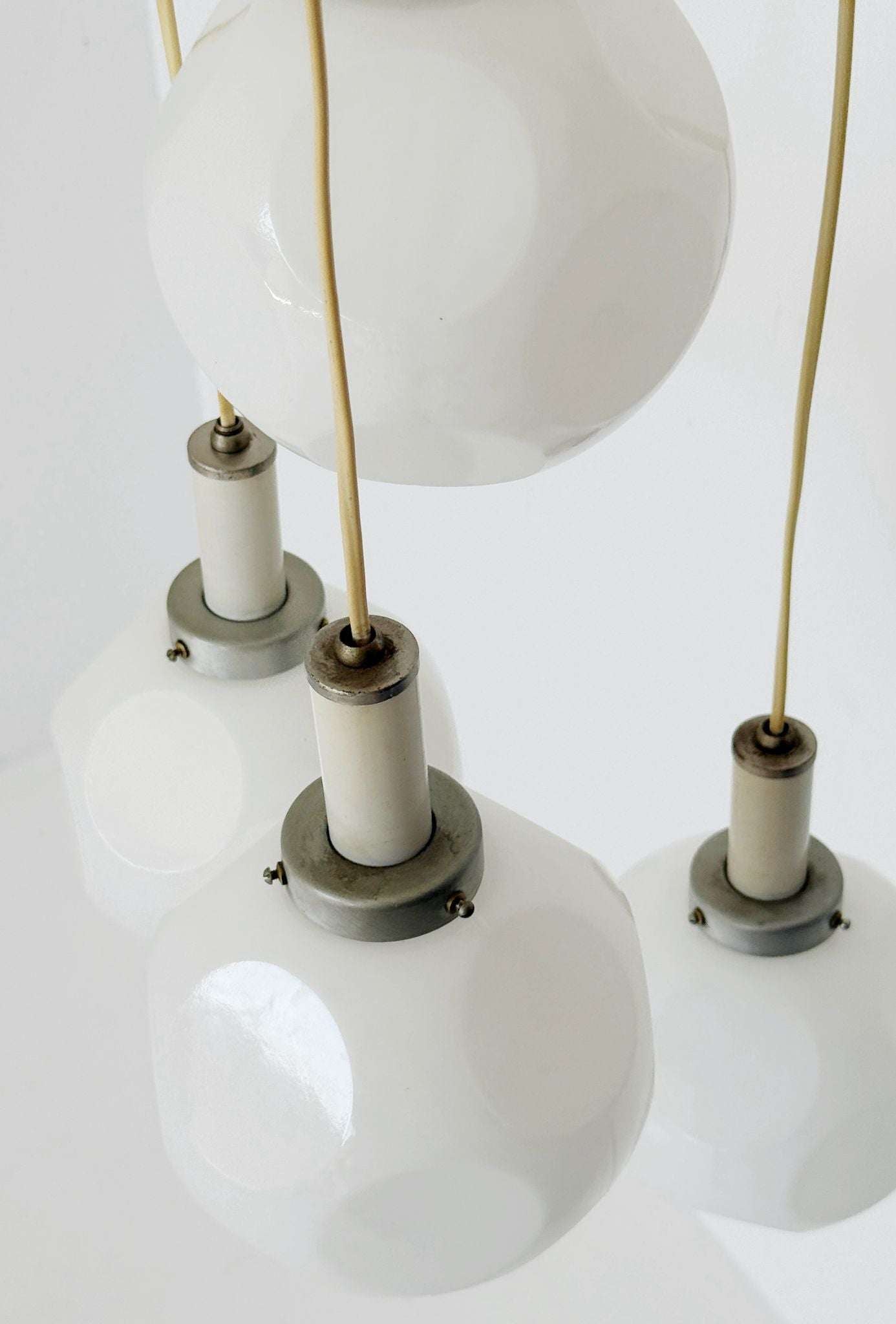 Four-light chandelier in white opal glass, 1970s