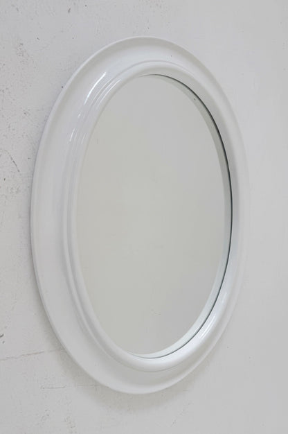 Oval white ceramic mirror, Italy, 1970s