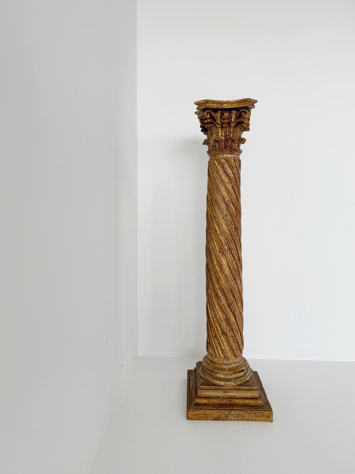 Gilded spiral column with Corinthian capital, Central Italy, Baroque style