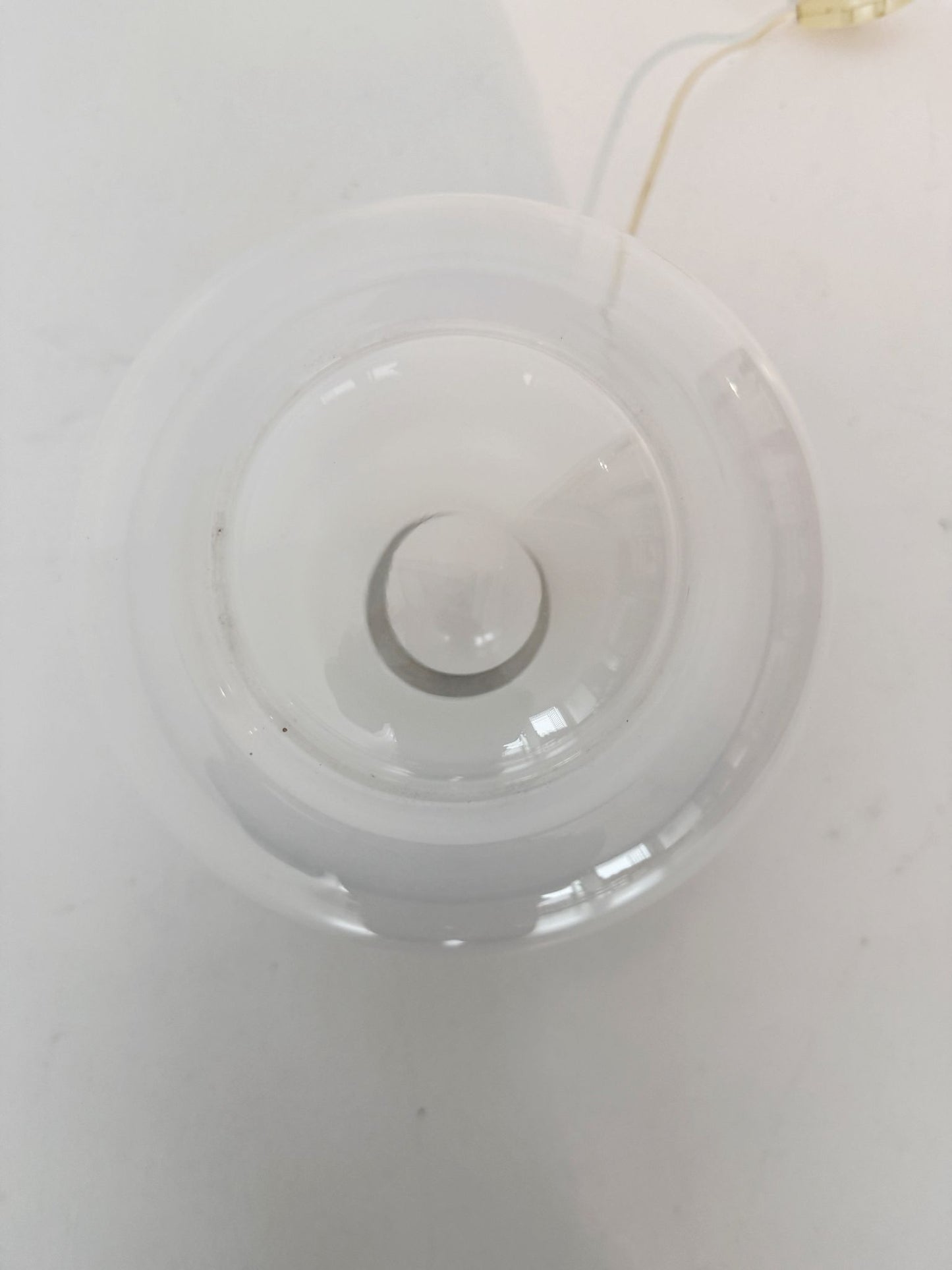 Table lamp in opal and transparent blown glass, Italy, 1970s.