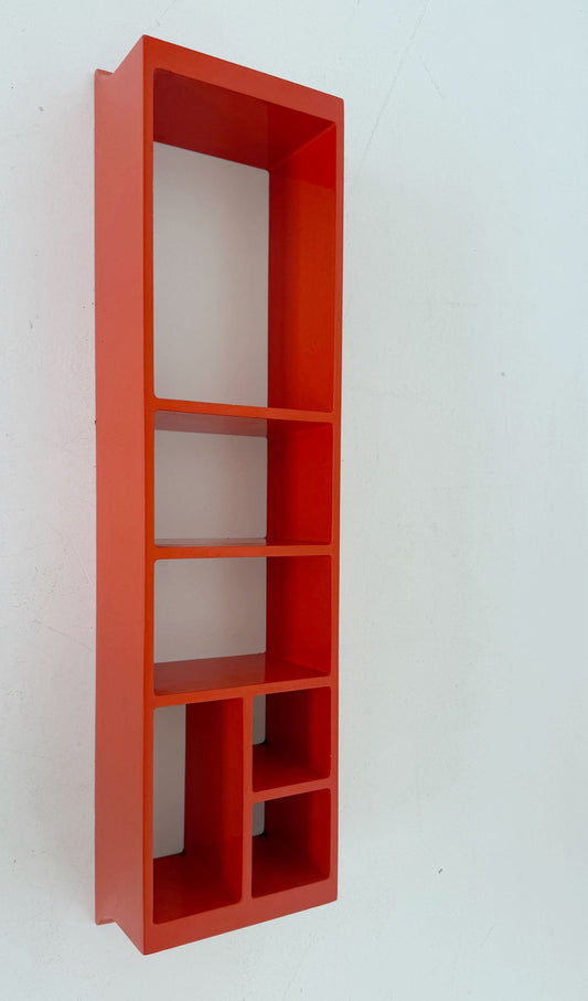 Mensola modulare in legno laccato arancione – anni '70