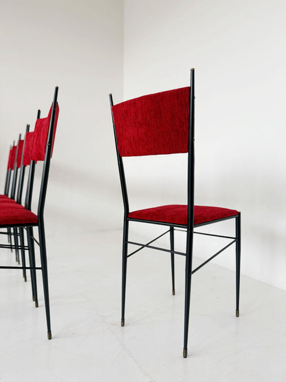 Set of Six Italian Chairs, 1950s–1960s