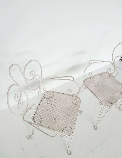 Pair of wrought-iron garden armchairs, Italy, mid-20th century