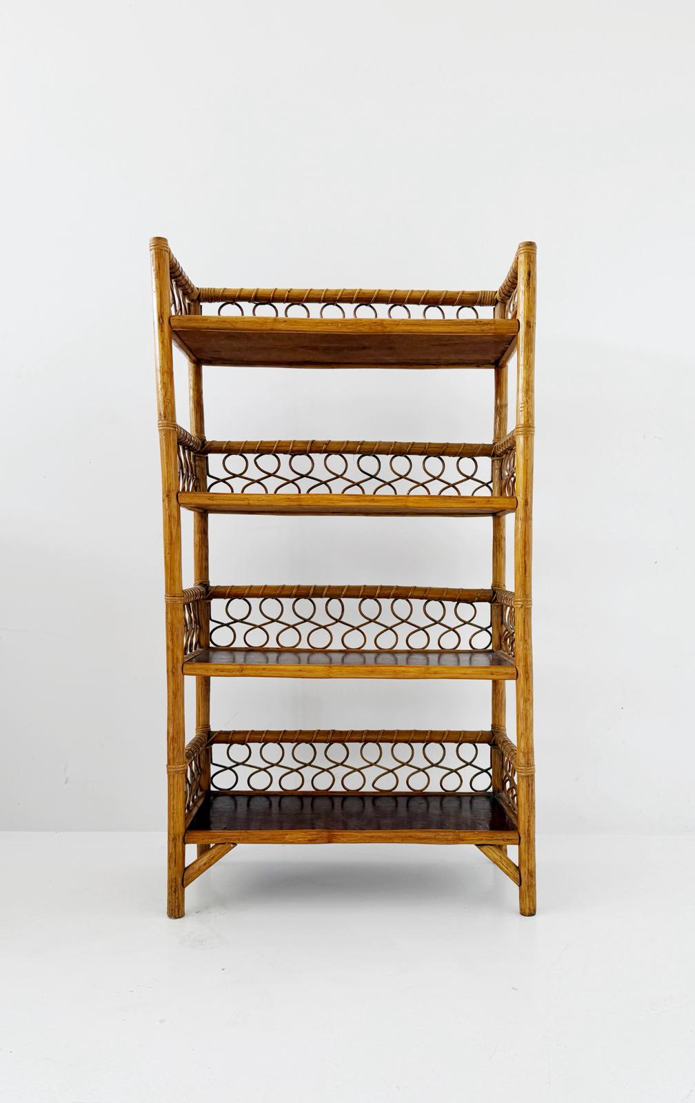 Bamboo and wicker bookcase – 1960