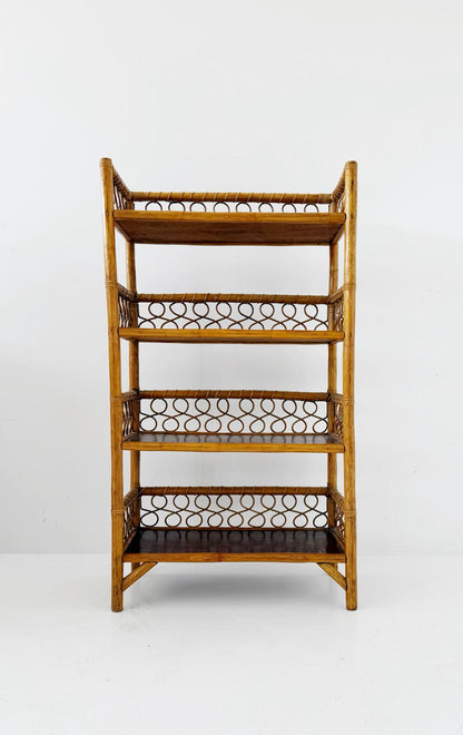 Bamboo and wicker bookcase – 1960