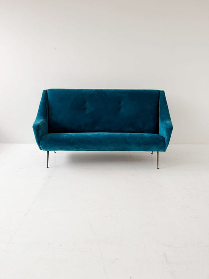 Vintage 1960s sofa upholstered in silk velvet