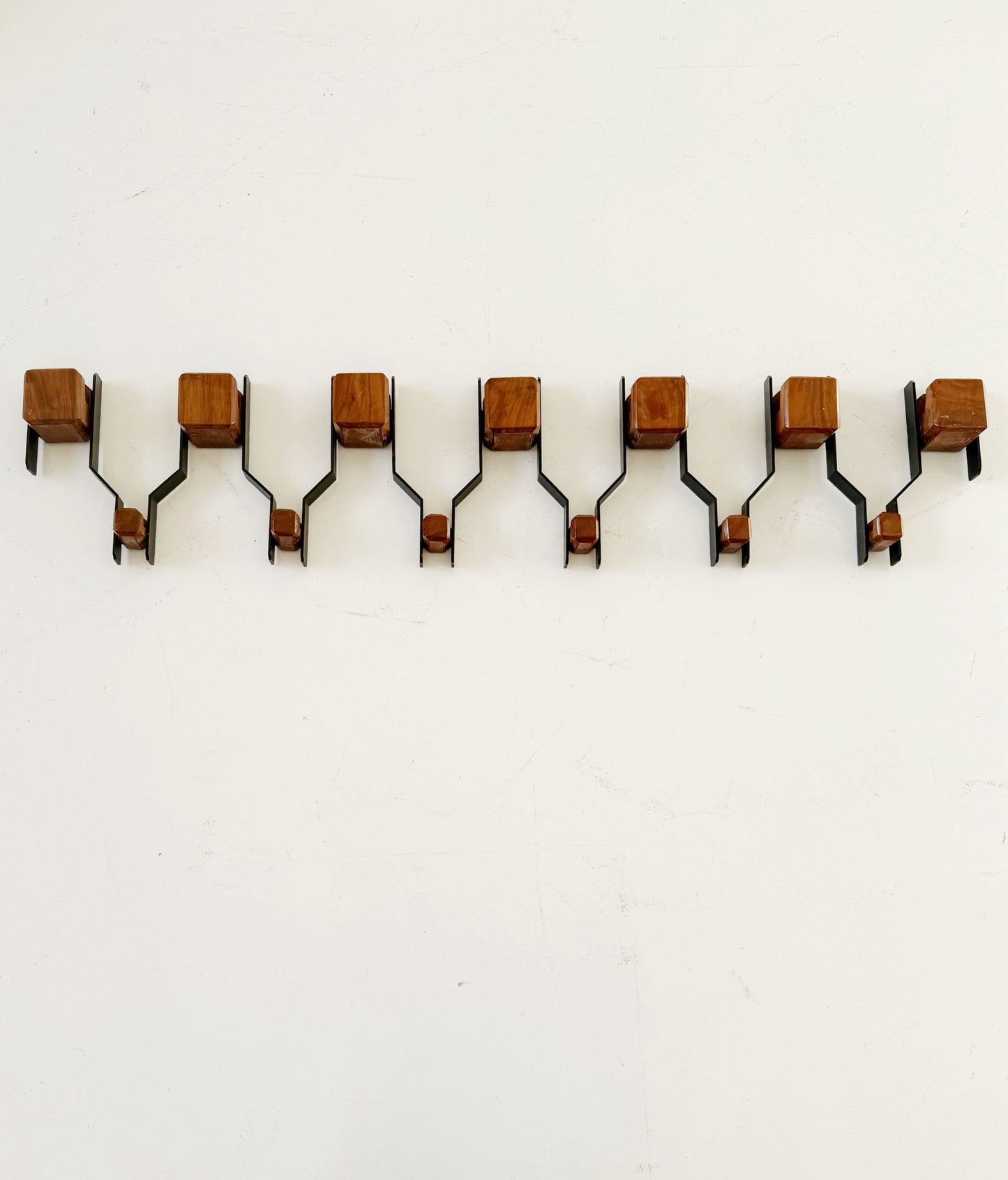 Vintage wooden and metal coat rack – Modular design from the 1960s/1970s