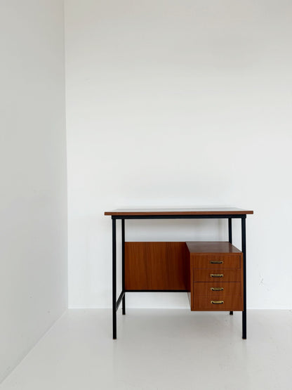 Modernist desk with floating drawer unit and green top, 1960s
