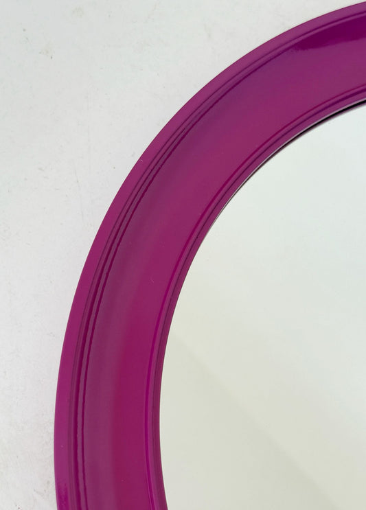 Specchio rotondo con cornice in plastica viola