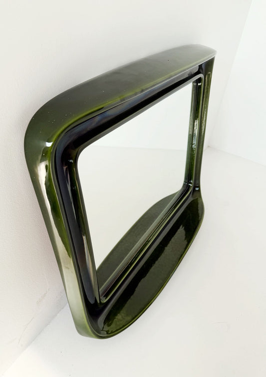 Glazed ceramic mirror, Italy, 1970s