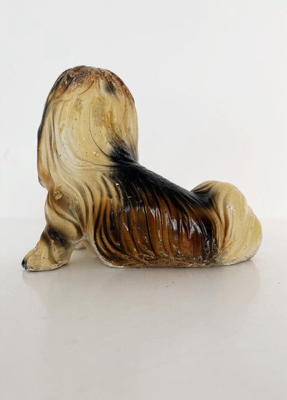 Vintage Shih Tzu Dog Statue in Hand-Painted Resin