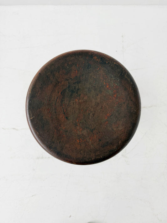 An adjustable industrial stool with a distinctly workshop/laboratory feel, boasting a strong, authentic presence.