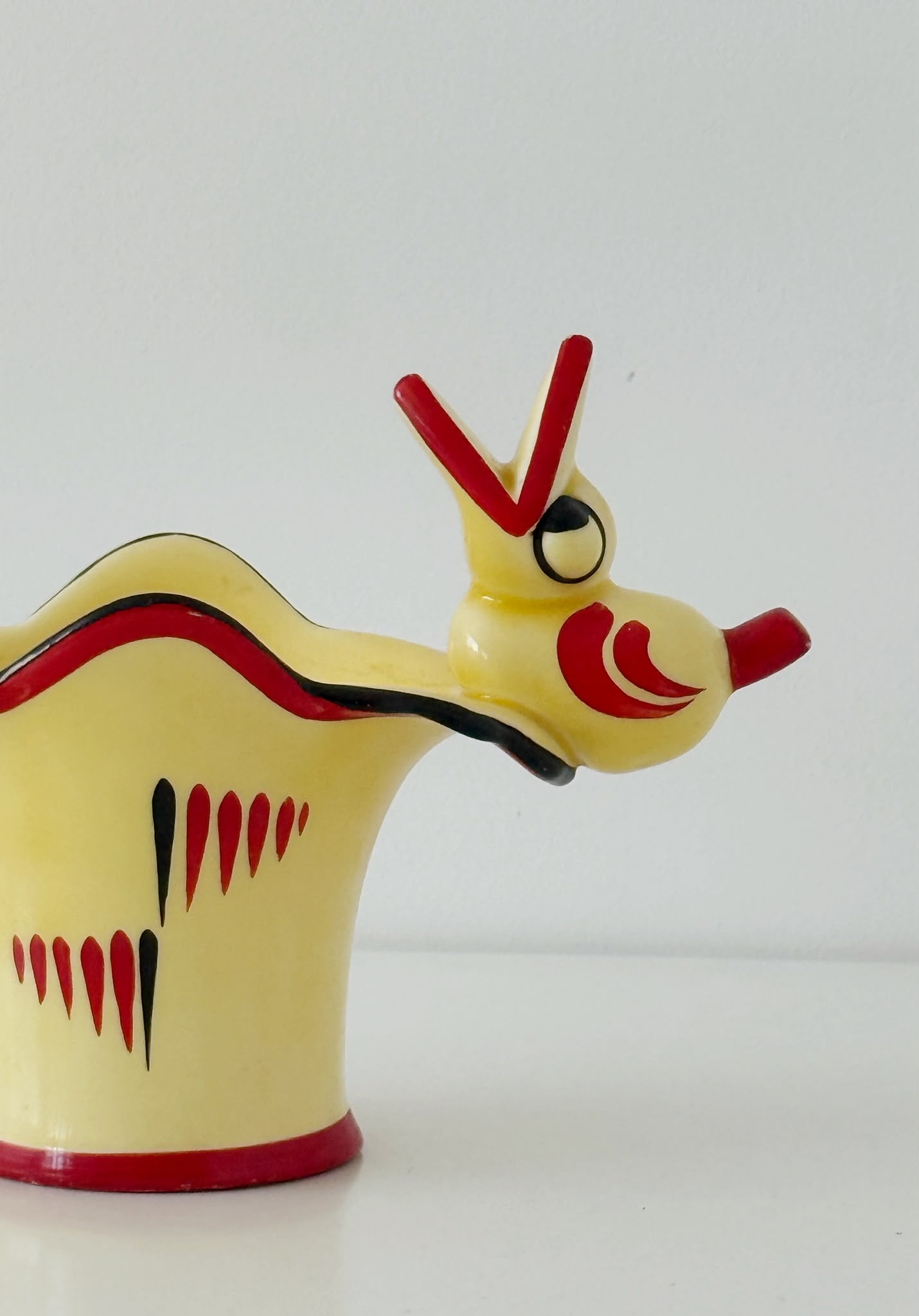 Hand-painted glazed ceramic zoomorphic vase, Czechoslovakia, 1950s/60s.