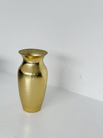 Large handcrafted hammered brass vase, 1970s