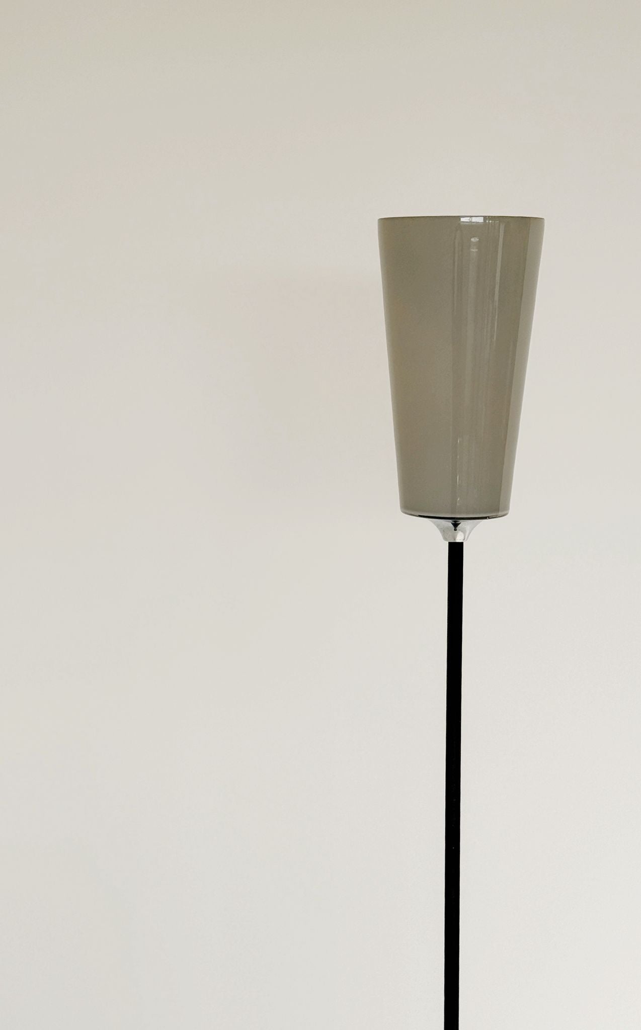Vintage Black Metal Floor Lamp with Glass Lampshade