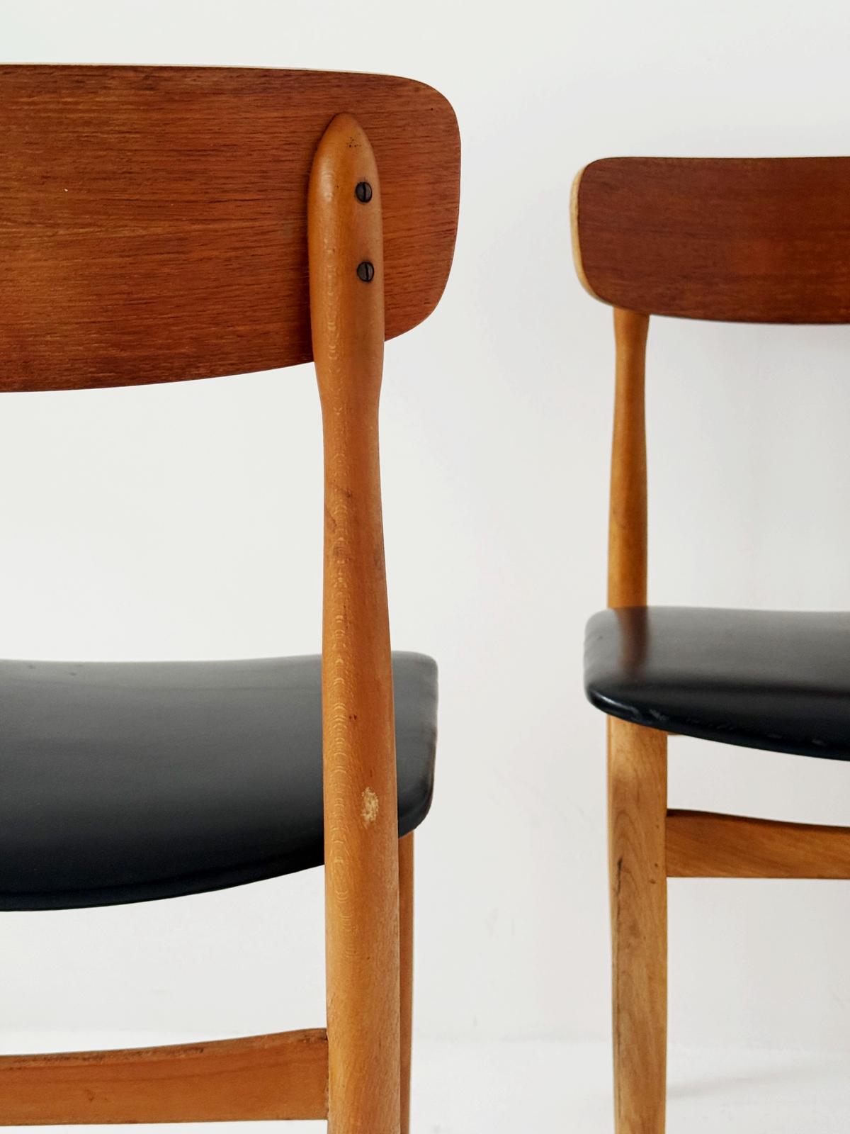 Pair of wooden chairs, Northern European production, 1950s–1960s