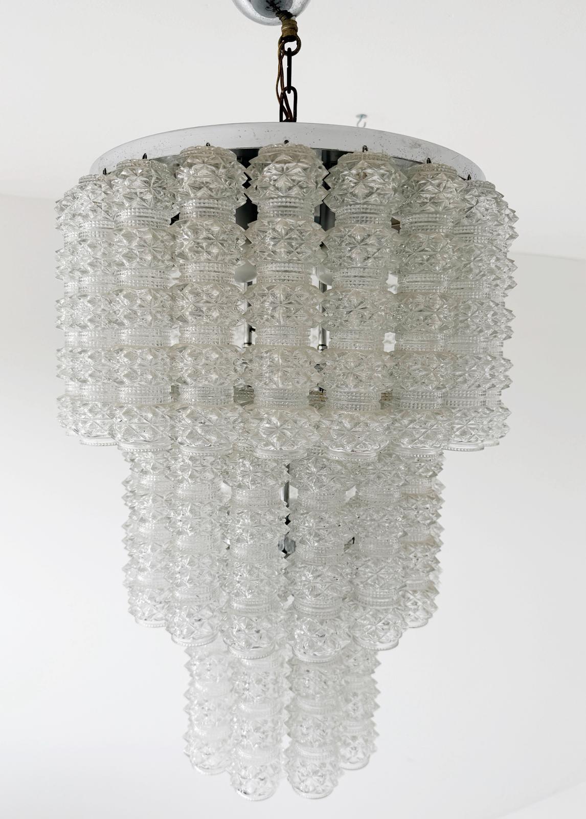 Modular pendant lamp in printed glass, 1970s