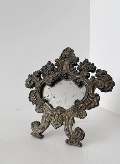 Silver-plated embossed copper altar card, 18th century