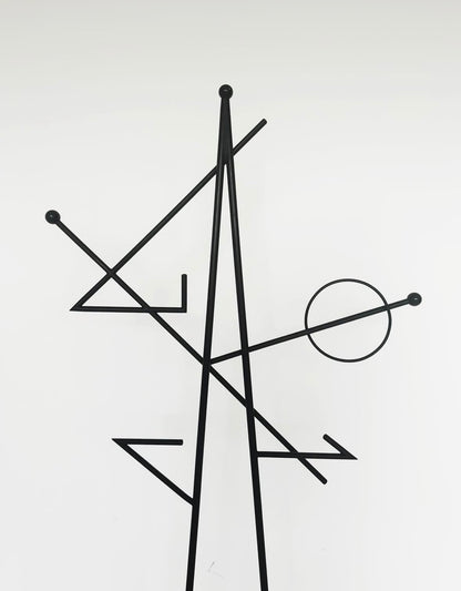 Iron rod floor coat rack