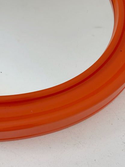 Specchio Ovale Space Age in Plastica Arancione, anni '70