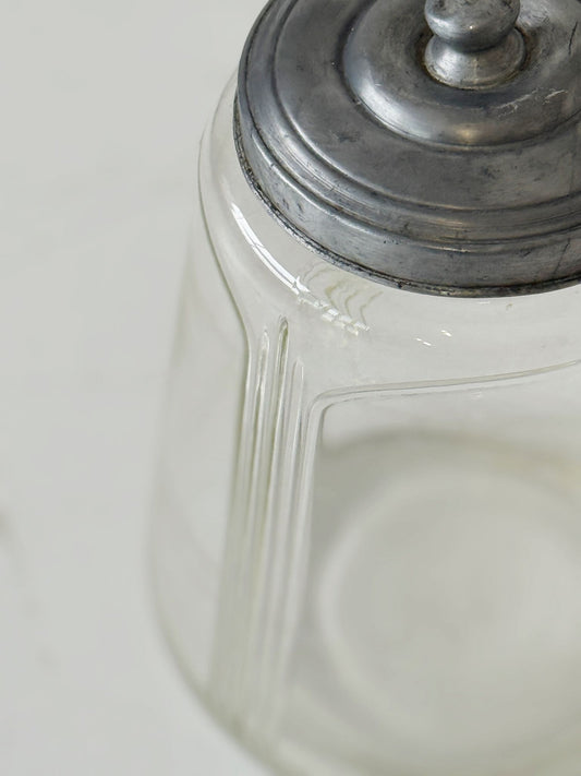 Barattolo in vetro con coperchio in metallo – Italia, anni ’30/’40