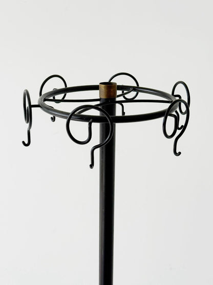 Black lacquered iron floor coat rack, 1980s