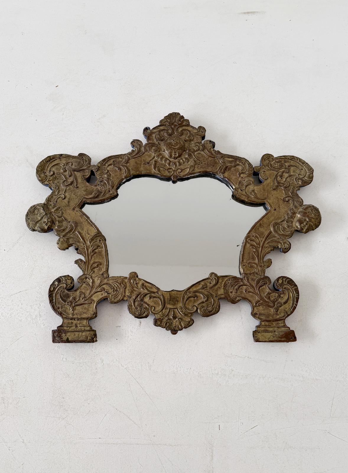 Silver-plated embossed copper altar card, 18th century