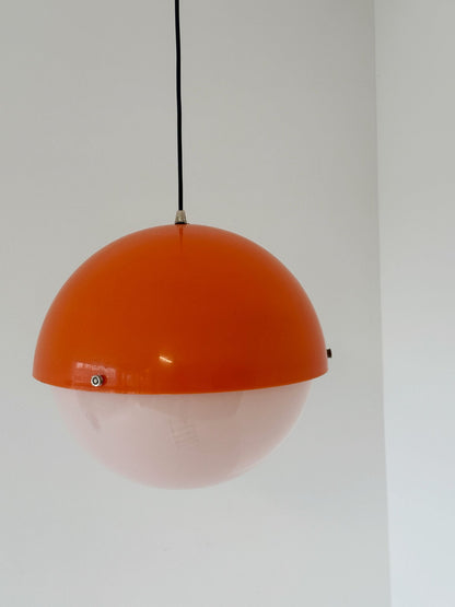 Orange and White Acrylic Spherical Chandelier (1970s)