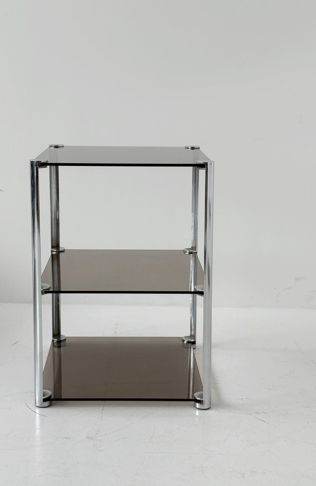 Vintage glass and chrome metal cabinet – 1970s