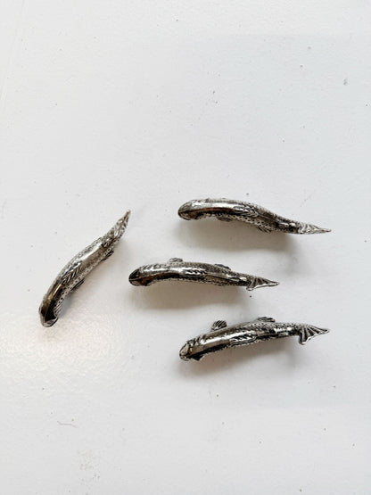 Set of 4 Silver-Plated Metal Fish-Shaped Cutlery Rests (Vintage)