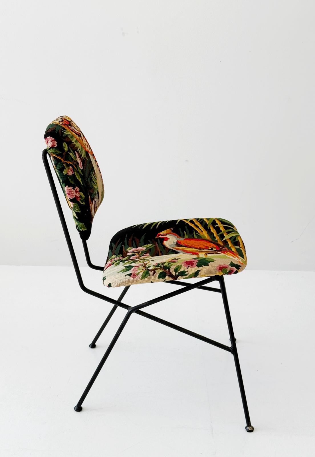 Chair with half-stitch tapestry upholstery – one-of-a-kind piece