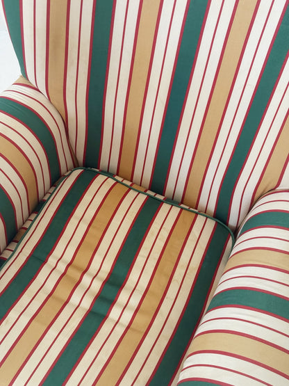 Multicoloured striped Bergère armchair