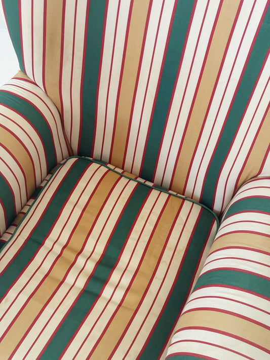 Multicoloured striped Bergère armchair
