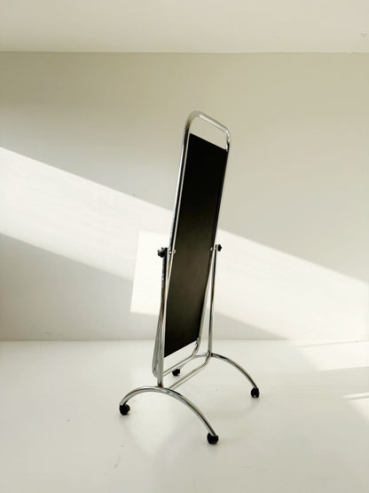 Adjustable floor mirror with chromed steel frame, Italy, 1970s.
