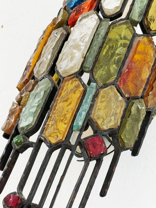 Applique scultura in vetro policromo e metallo, attribuita a Poliarte, Italia, anni ’70