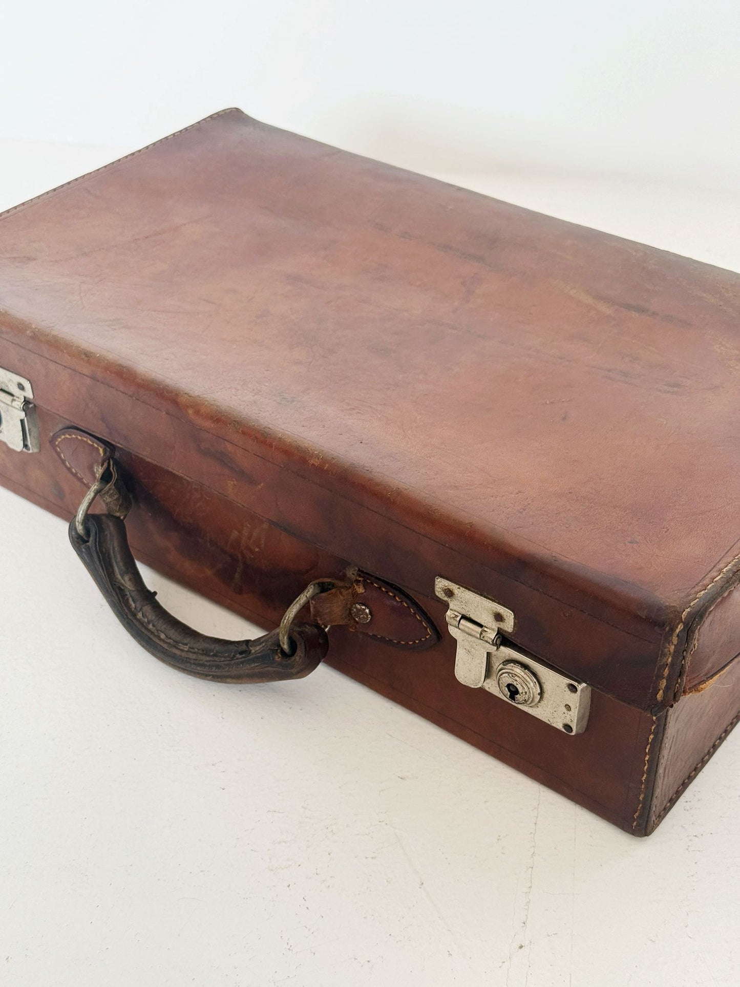 Vintage Leather Suitcase (1940s/1950s)