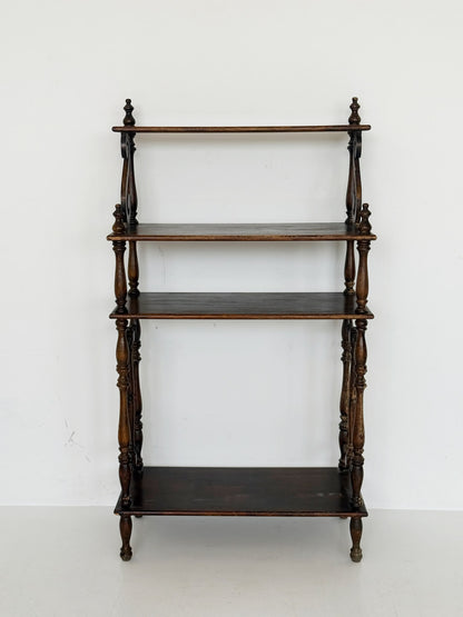 Solid wood English Victorian étagère, late 19th century